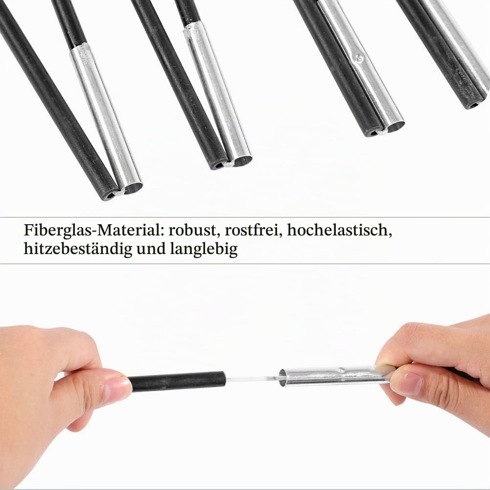 Wakects 4.48M Zeltstützstange, 2 Stangen Outdoor Camping Zeltstange Fiberglas Zelt Ersatz Stangen Stangen Hochfest Elastisch Verschleißfest Zelt Zubehör Ausrüstung für 5-6 Personen Campingzelt