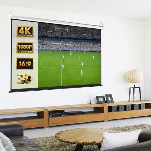 HD-Projektor-Leinwand – Wand-/Deckenmontage, 2,5 Verstärkungsverhältnis, 16:9/4:3, 160° Betrachtungswinkel, 4K/3D, tragbar, einfach zu transportieren, für Heimkino, Schule, Outdoor & Indoor