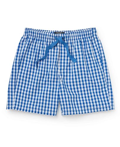 THE SAVILE ROW COMPANY LONDON Short de pyjama de luxe 100 % coton doux pour homme, Carreaux vichy bleu, M