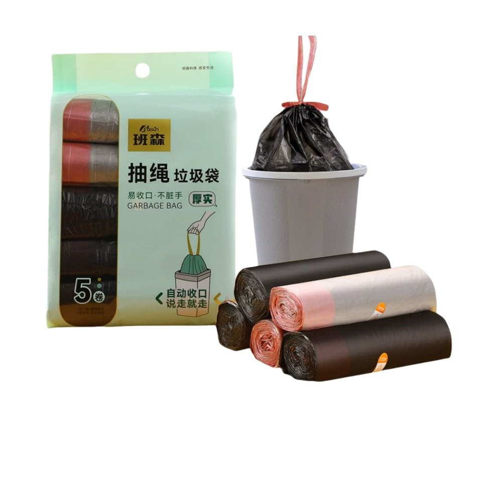 60 bolsas de basura con asa de cordón, bolsas de basura altas fuertes sin perfume, bolsas de basura para interiores de 15 a 20 litros
