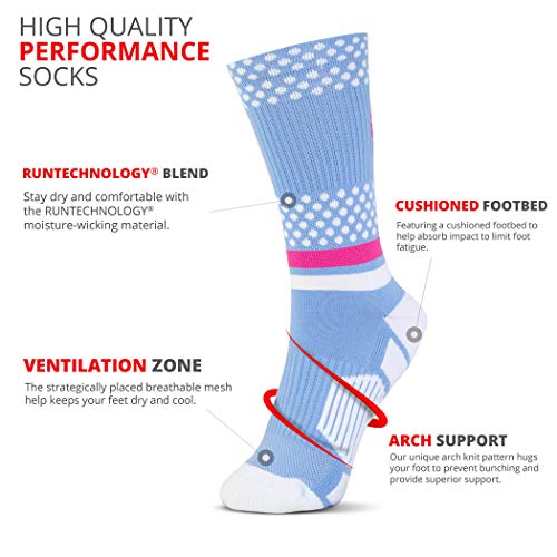 ChalkTalkSPORTS Volleyball Performance Crew Socks - Tropic Neon - Youth & Adult - Light Blue & Pink - Volleyball Socks3