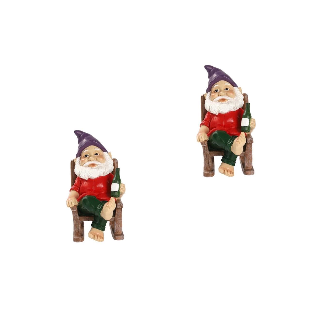 Toddmomy 2 Stück Gartenfigur mit Schaukelstuhl Lustige Dekoration für Außenbereich Harzkunst für Gartenliebhaber Deko für Garten und Terrasse