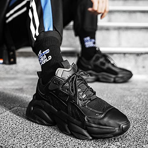 ANUFER Mens PU Sport Shoes Fashion Chunky Sneakers Height Increasing Trainers 5