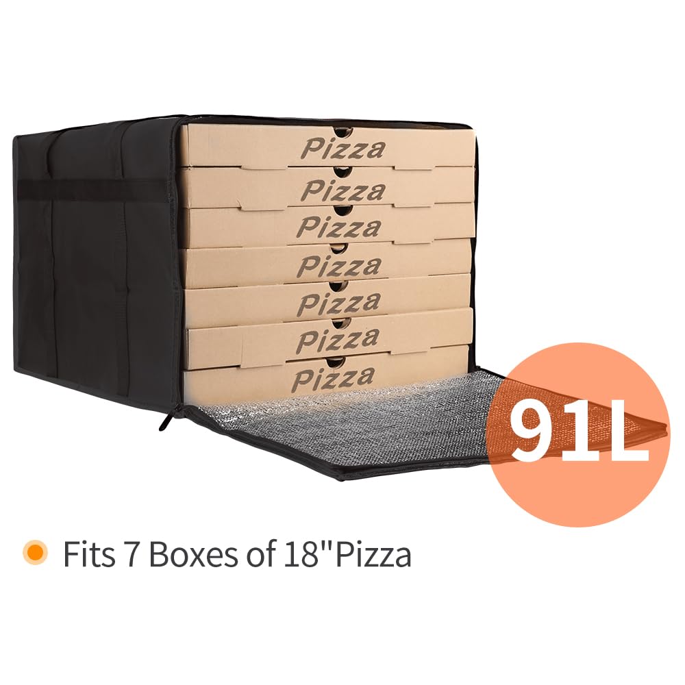 Bodaon Bolsas aisladas para Entrega de Pizza, Bolsa de Entrega de Alimentos, Color Negro