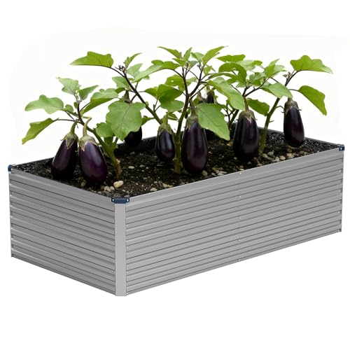Vengarus 6x3x2ft Galvanized Raised Garden Bed Metal Raised Beds Kit Silver