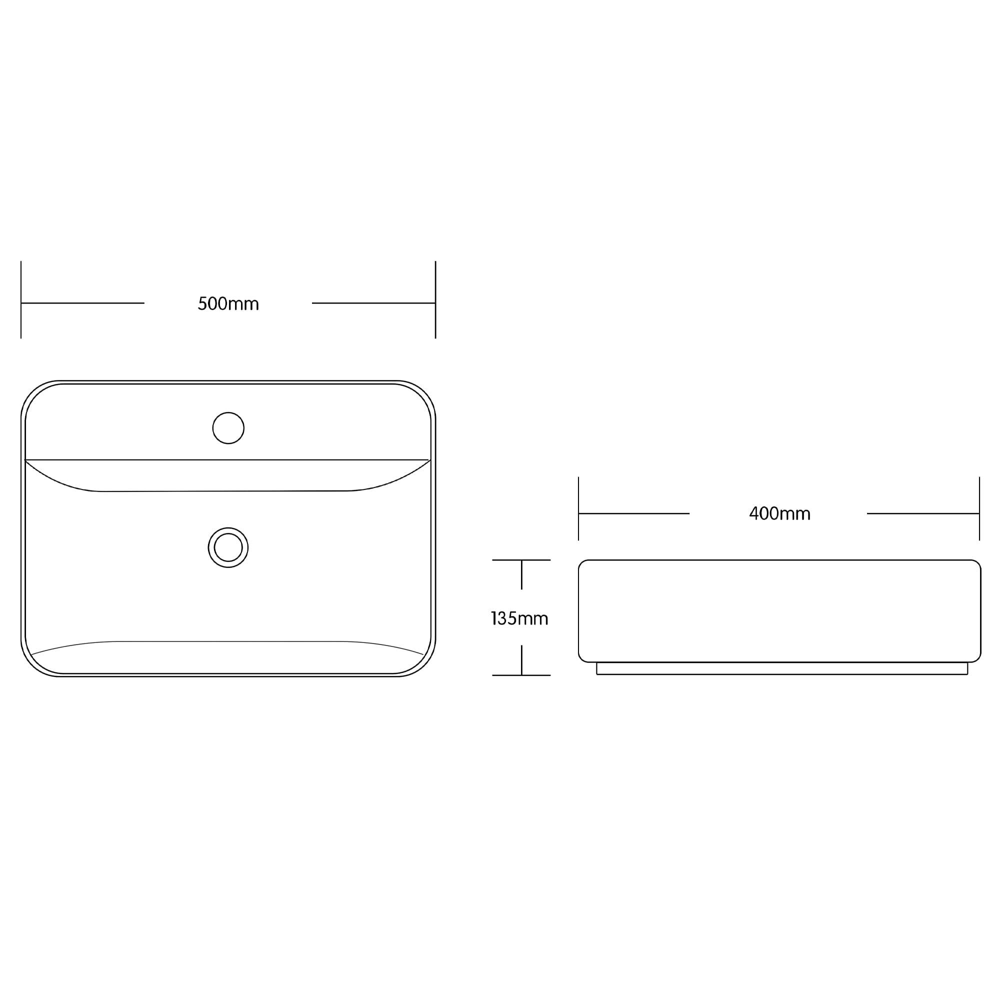 doporro Lavabo da Appoggio 50x40x13,5cm, Lavandino Bagno Brüssel107 in Ceramica con Nano Rivestimenti inclusi, Bianco