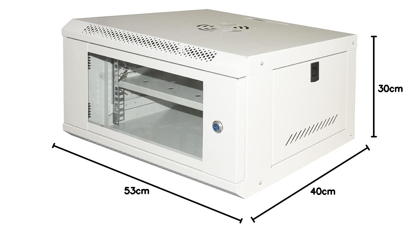 LINK LK1906UL Armario Rack 19" Serie Light con Puerta Cristal Templado y Cierre con Llave Color Gris Dimensiones 53x40x30 cm Estante Incluido Capacidad 6U para instalación en Pared 1 Unidad