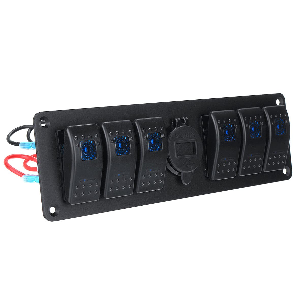 Pannello Switch Rocker A 6 Bande Con Voltmetro Caricabatterie Usb Qc 3.0 - Blu