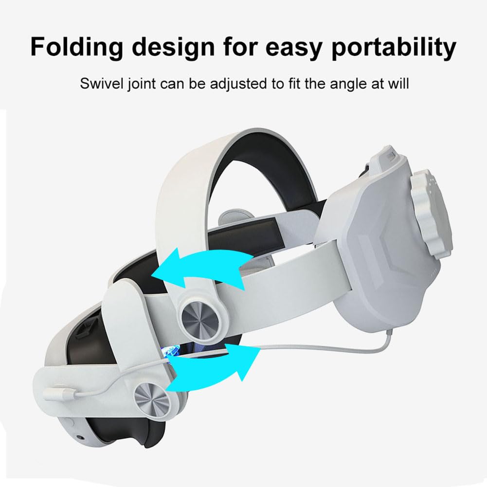 Sangle de tête pour casque Meta Quest 3, bandeau de remplacement réglable rechargeable 6000 mAh avec sangles en PU et éponge à mémoire de forme, appui-tête souple pour accessoires
