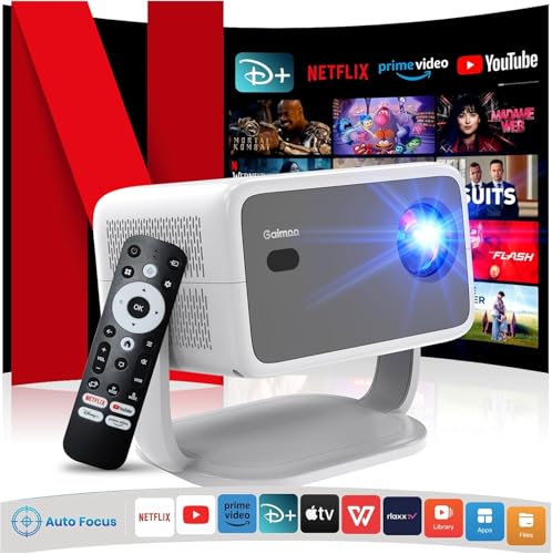 Image of [Net- flix Official License] AUN Power Smart Projector 4k Ultra HD, HDR10, 16000 Lumen, HDMI ARC, 1080p Native, Certified Apps, WiFi, Android 13, Mini LED Projector for Room, Fully Automatic projector