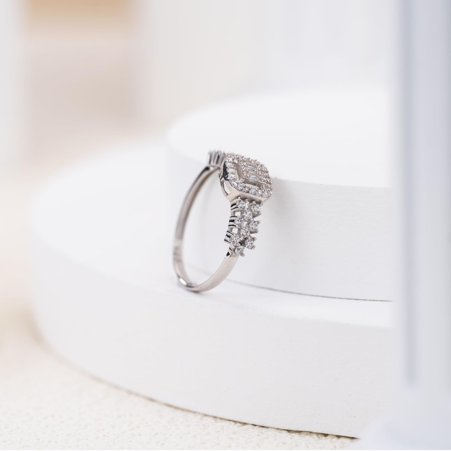 Sterling Statement Illusion Ring with Zircons, Whites Collection