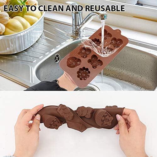 4 Pieces Easter Silicone Mold Egg Bunny Duck Flower Insect Silicone Mold Chocolate Candy Molds For Party Jelly Ice Cube Home Baking Cupcake Holiday Decorations, 45 Cavities In Total #TOP5