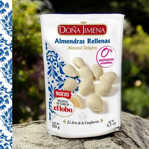 DOÑA JIMENA – Gefüllte Mandeln ohne Zucker, höchste Qualität, typische Weihnachtssüßigkeit, handwerklich hergestelltes Rezept, 150 g