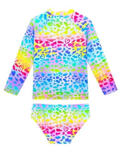 Image of Girls Swimsuit Long Sleeve Rush Guard Bathing Suit Swimwear with Bikini Bottom Sun Protection