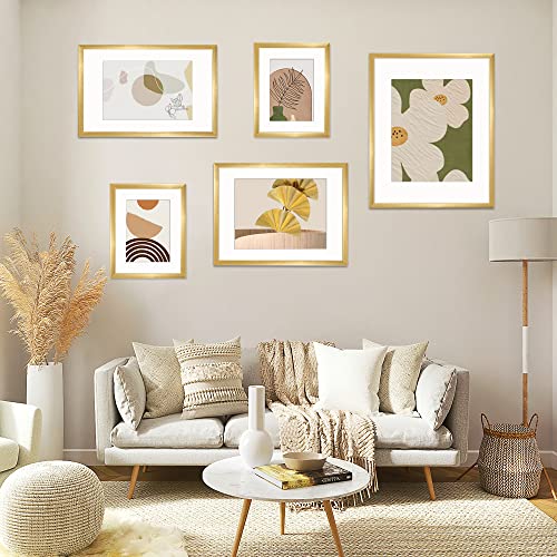 Enjoybasics 12X16 Picture Frame, Display Poster 9X12 With Mat Or 12 X 16 Without Mat, Wall Gallery Photo Frames, Gold, 2 Pack #TOP6