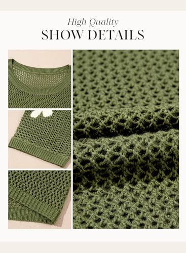 Image of Dokotoo Womens Floral Fashion Summer Tops 2026 Short Sleeve Crochet Sweaters Swimsuit Cover Ups Lightweight Knit Pullover