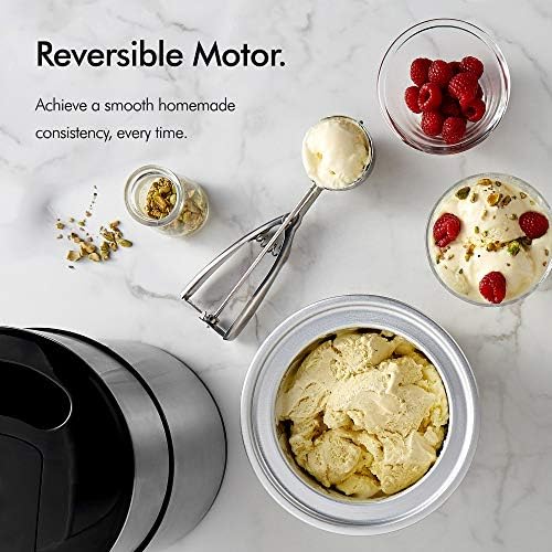 VonShef Ice Cream Maker Machine  Frozen Yoghurt Sorbet Maker 1.8L, Easy Operation, Detachable Mixing Paddle, Non-Stick Bowl, Large Ingredients Chute, Homemade Ice-Cream in 20 Minutes  Silver