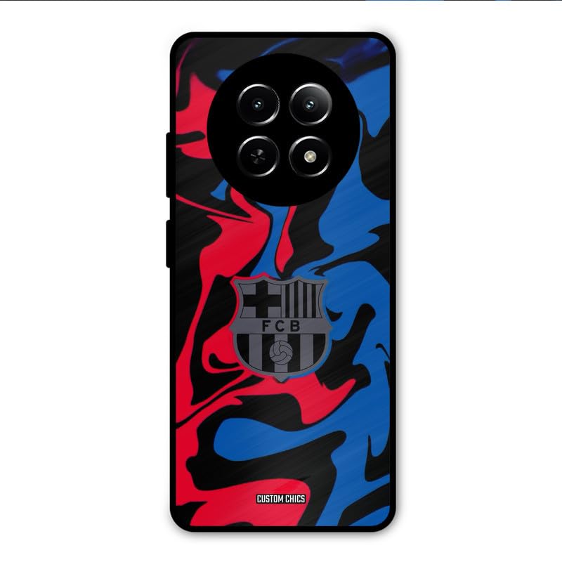 Image of PrintShield FC Barcelona Comic Back Cover for Realme 12 5G, Shockproof Printed Phone Case with Soft TPU Sides & Anti-Slip Grip