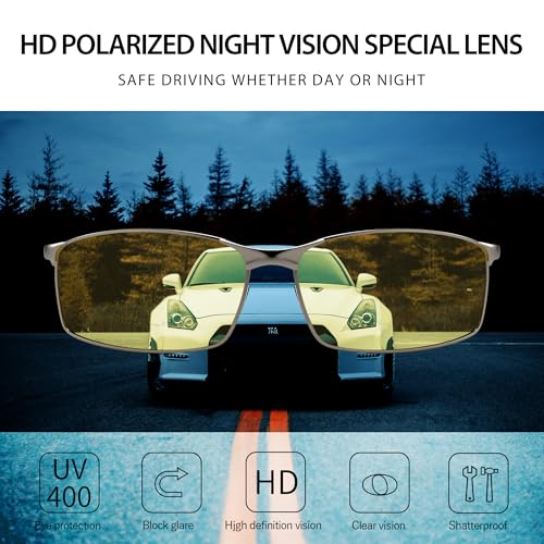Image of SUNGAIT Ultra-Lightweight Polarized Sunglasses Men for Driving Fishing Golf, Rectangular Metal Frame with Spring Hinge
