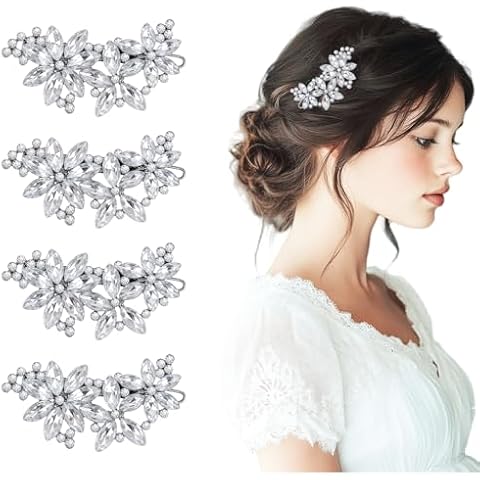 COMNICO Crystal Flower Wedding Hair Clips Cover