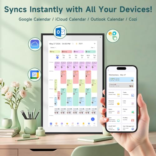 Image of 21.5 inch Digital Calendar with Chore Rewards, Touchscreen & Photo Frame