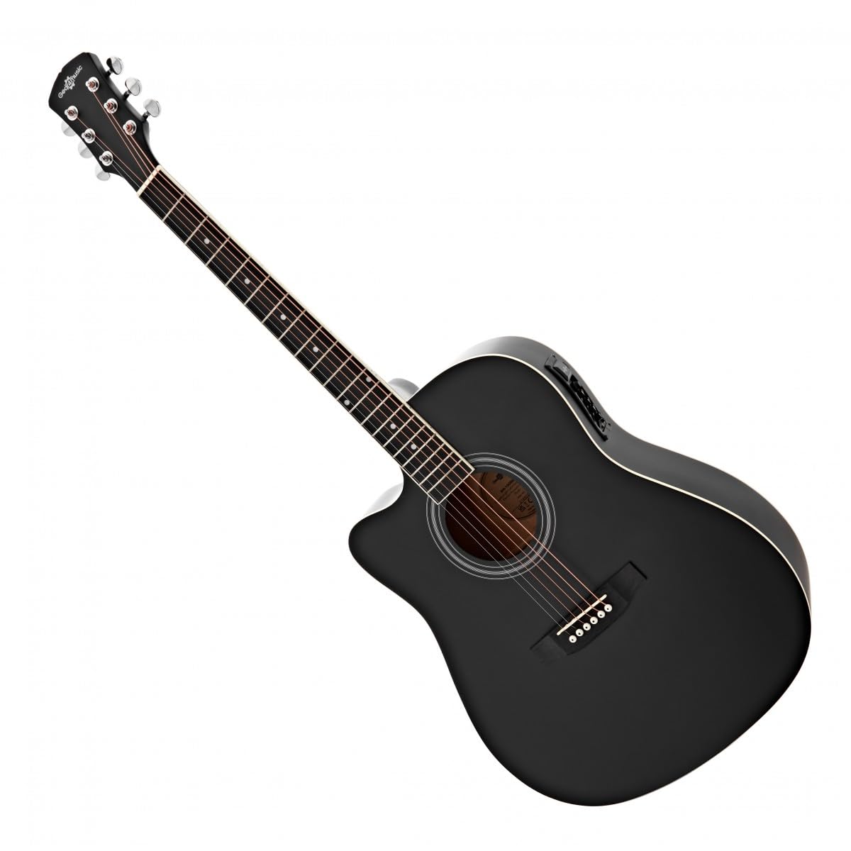 Guitare Électro-Acoustique Dreadnought Gaucher à Pan Coupé, Noir