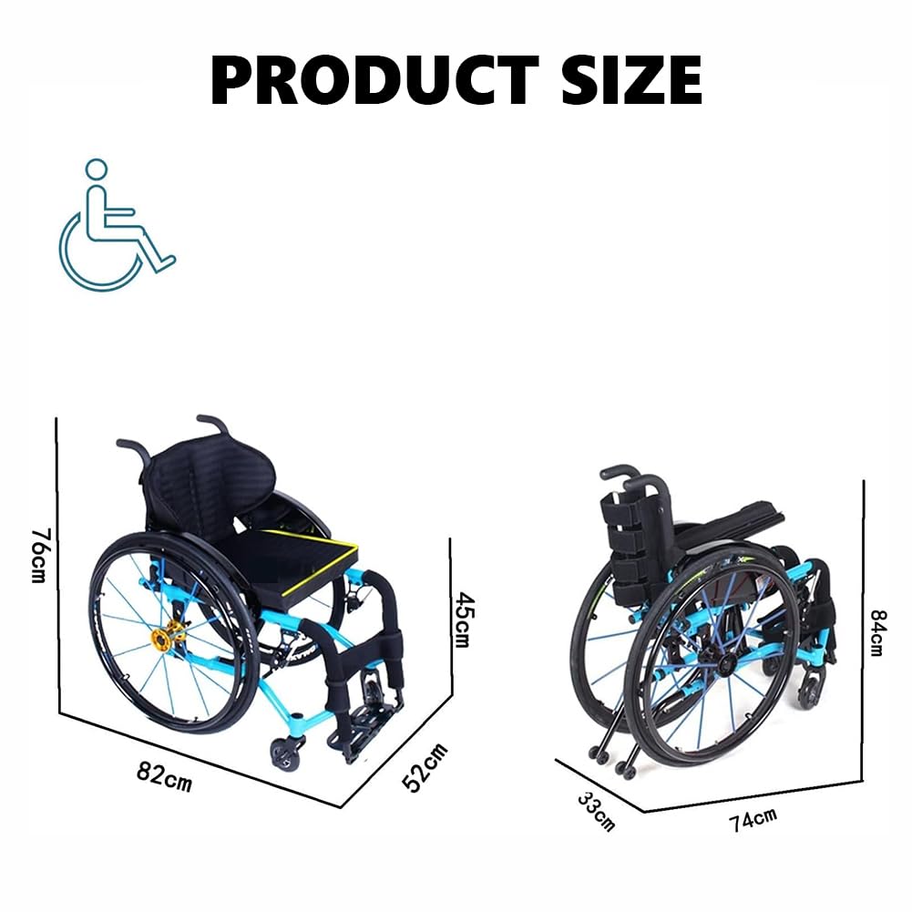 Silla de Ruedas Manual Ligera, Sillas de Ruedas Deportivas Portatiles para Adultos, Silla de Ruedas Plegable de Viaje Transit/Black 38Cm