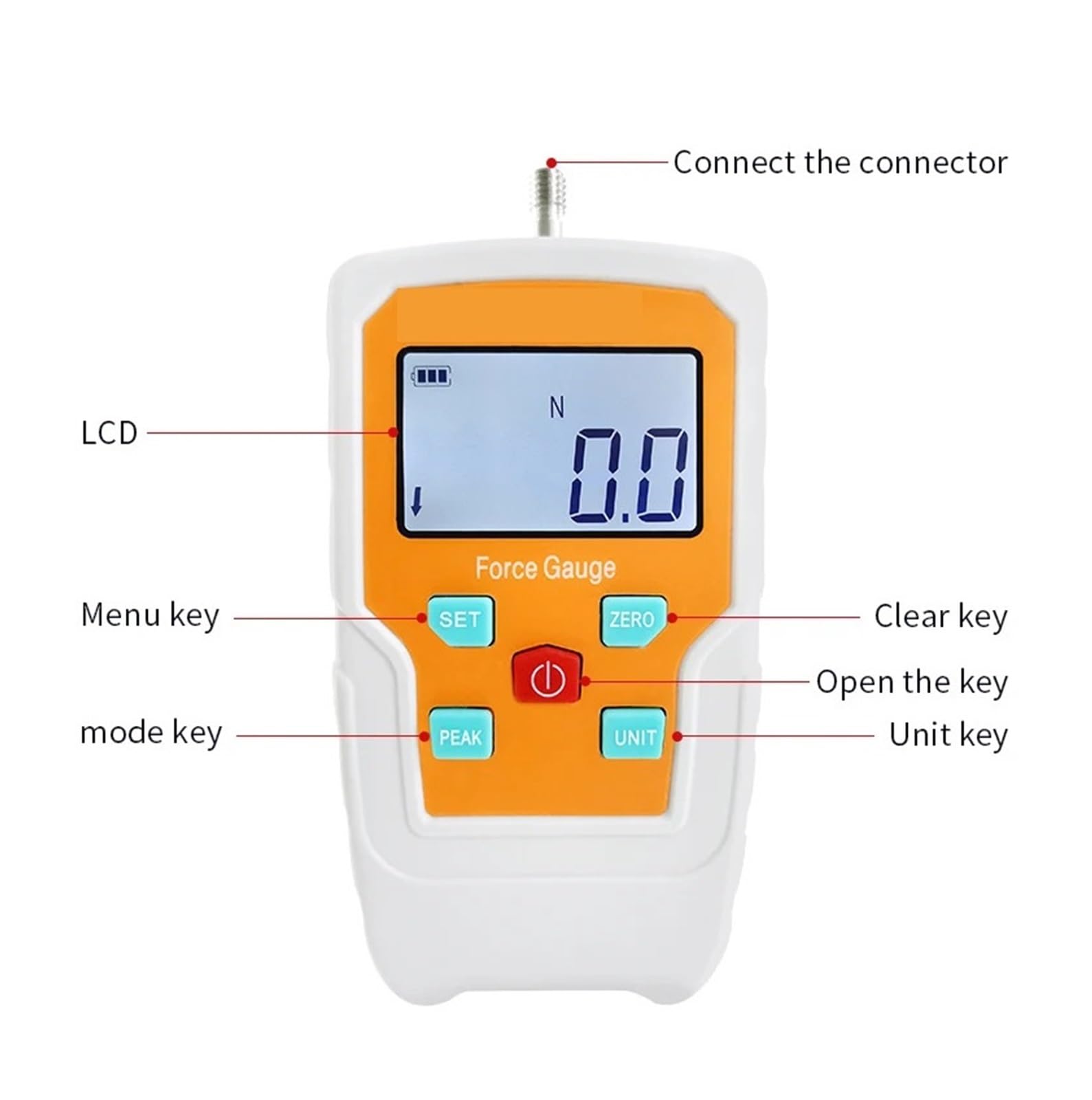 Dinamómetro digital de 3N-500N, medidor de fuerza de empuje y tracción de alta precisión, instrumento de medición de fuerza for control de calidad y pruebas de materiales. Preciso y eficiente(5N)