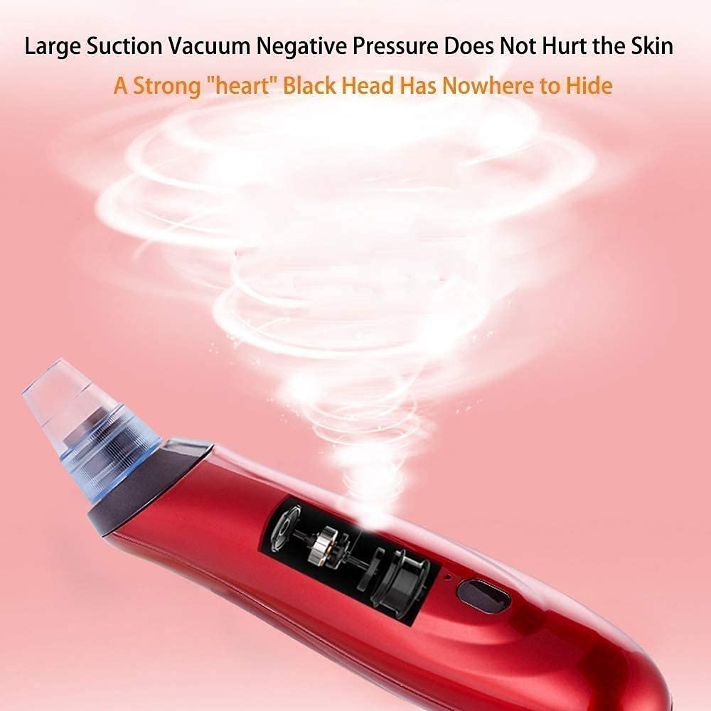 Blackhead Removal Tool Pore Cleaner, LED Display and 5 Suction Probes, Facial Skin Suction Device Acne Suction Kit
