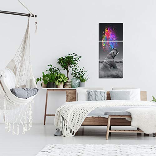 Iknow Foto 3 Pieces Elephant Wall Decor Colorful Elephant Paintings For Living Room Office Bedroom Elephant Artwork Wall Art Decorations For Bathrooms Contemporary Wall Art Ready To Hang #TOP2