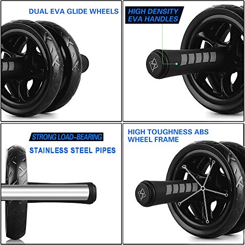 Roda de Fitness, Andoer Roda de rolo abdominal silenciosa com joelheira protetora Roda de fitness AB