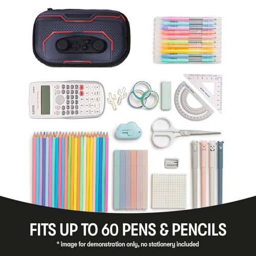 Image of ZIPIT Gamer Pencil Case for Boys, Durable Pencil Box for School, Large Capacity Stationery Organizer Box, Black