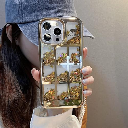 Coque iPhone 12 Pro paillettes sables mouvants or antichoc