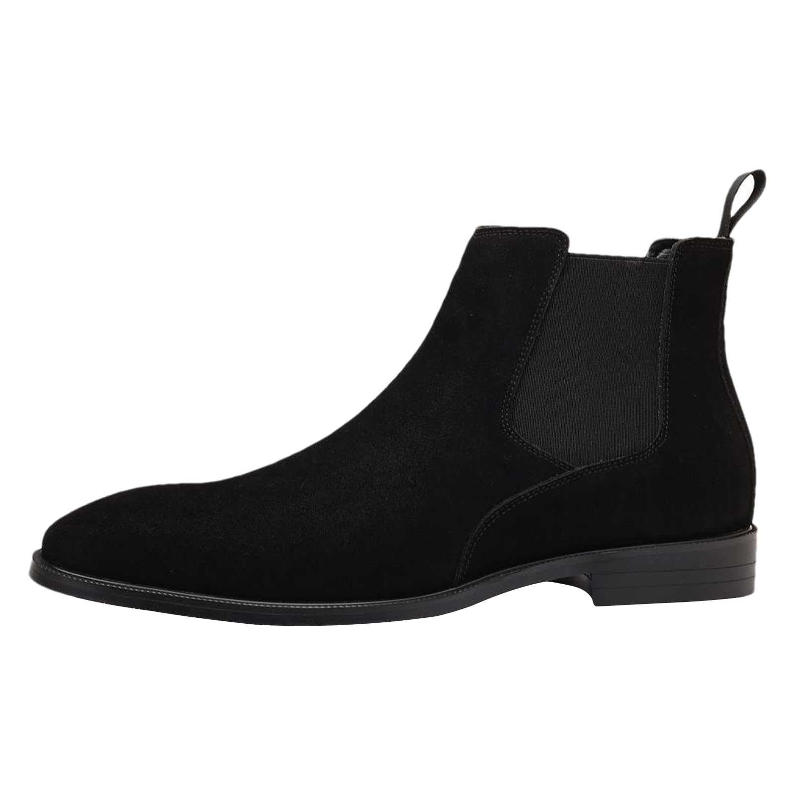 ANUFER Uomo Vacchetta Pelle in Camoscio Scarpe Chelsea Punta Quadrata Slip On Vestito Stivaletti alla Caviglia