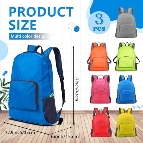Image of 21 Pcs Backpacks in Bulk 17 Inch Foldable Lightweight Backpack Outdoor Travel Book Bag Large Capacity Colorful Classic Back Packs for Adults(7 Colors)