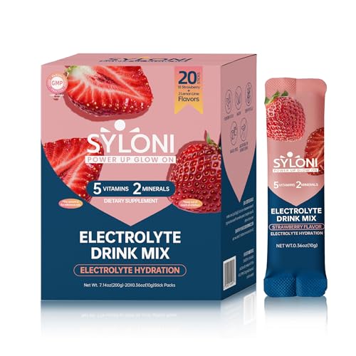 Image of Electrolytes Powder Packets, Strawberry(0.36 oz*20 Sticks), Sugar Free Hydration Packets Electrolyte Drink Mix with 7 Vitamins and Electrolytes, Keto Friendly, Vegan, Gluten Free