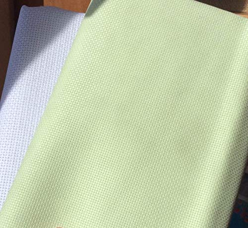Image of 12 inch x 59 inch 14CT Counted Cotton Aida Cloth Cross Stitch Fabric (Light Green)