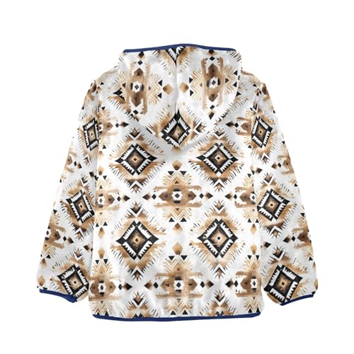 Bohemia Aztec Brown Girls Fleece Jacket Girls Fall Jacket Boys Coats Zip Up Hoodie Children Sherpa Warm Outerwear 2-10T2