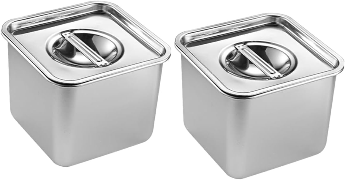 2Pcs Stainless Steel Buffet Food Holder with Lid Multi Functional Serving Plate for Canteens Catering and Parties Table Buffet Pan for Restaurant Use