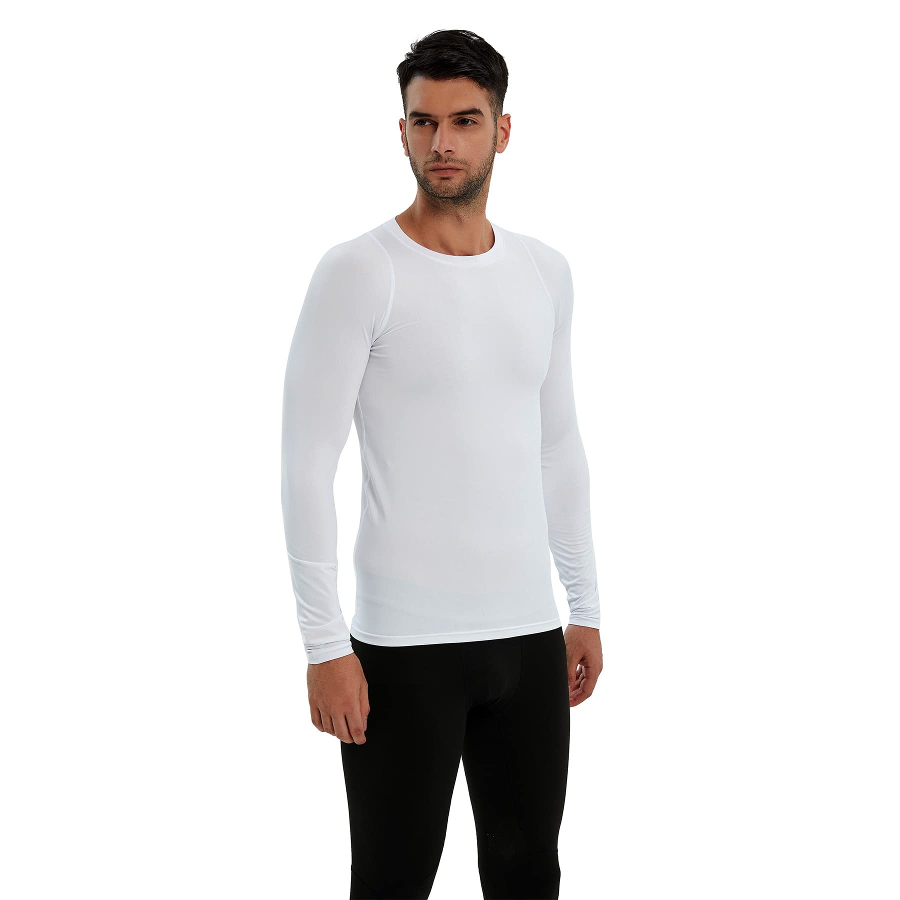 AMZSPORT 2 Pezzi Maglia Compressione Uomo Maglietta Termica Manica Lunga Maglie Sportiva Shirts Traspirante da Asciugatura Rapida Camicia Fitness Palestra