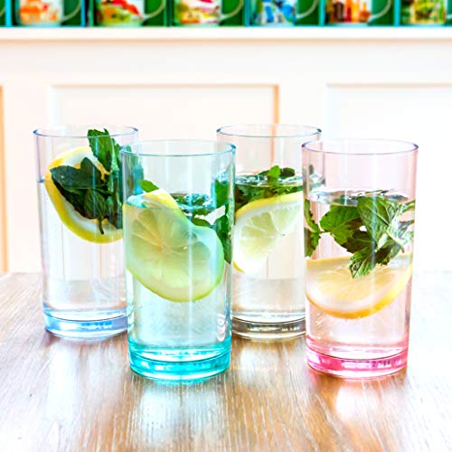 Youngever 8 Pack Plastic Water Tumbler, Plastic Glasses, Reusable Plastic Cups, Unbreakable Glasses (16 Ounce 4 Colors) #TOP3