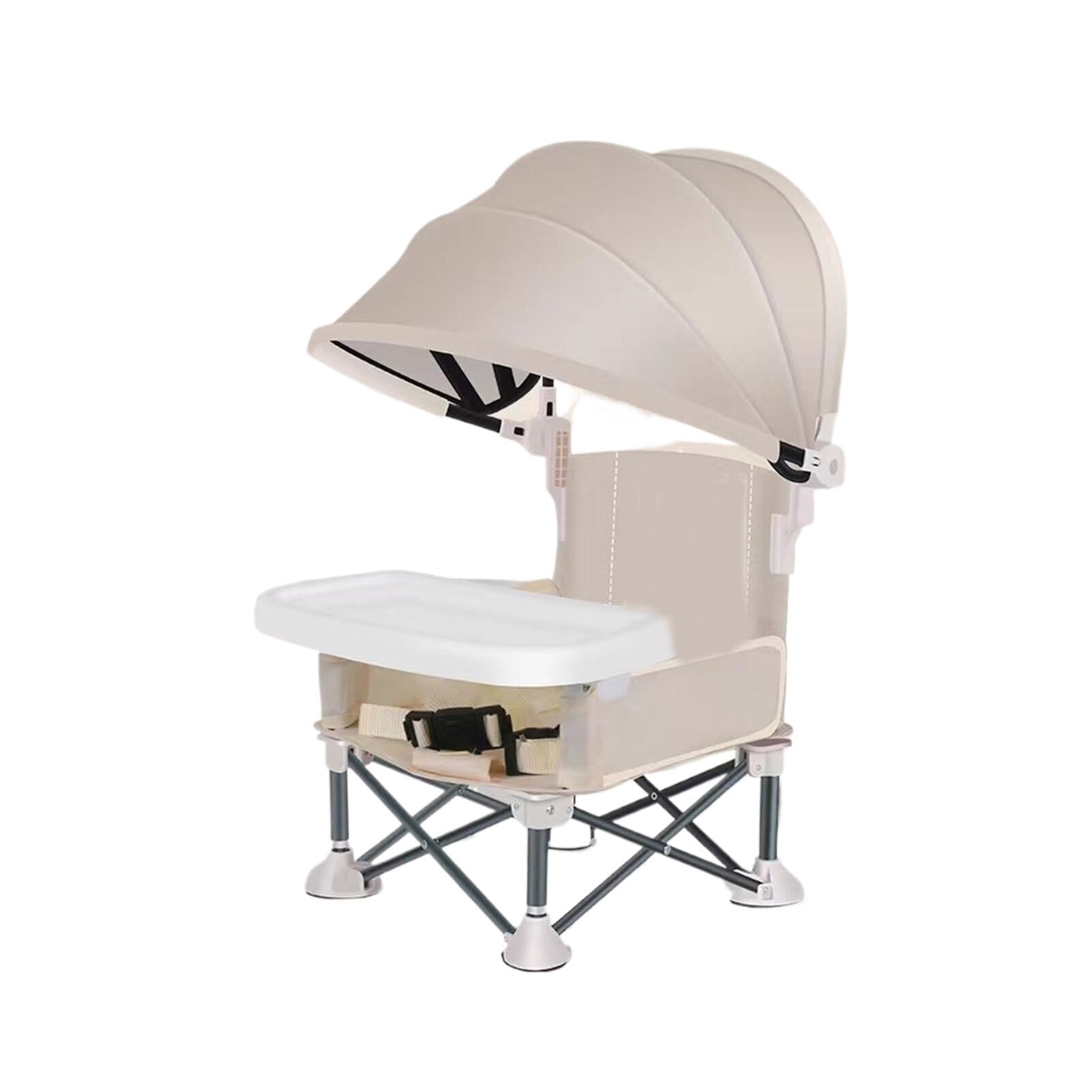 BEALIFE de comedor plegable para bebé con práctico bolsillo para asiento, almacenamiento de artículos pequeños, innovadora silla portátil plegable para bebé, Beige