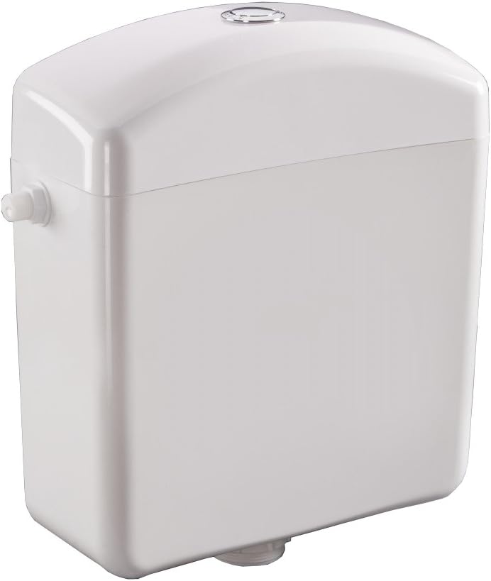 White Plastic Low-level WC Toilet Bathroom Flush Cistern Tank Chrome Plated Push Button