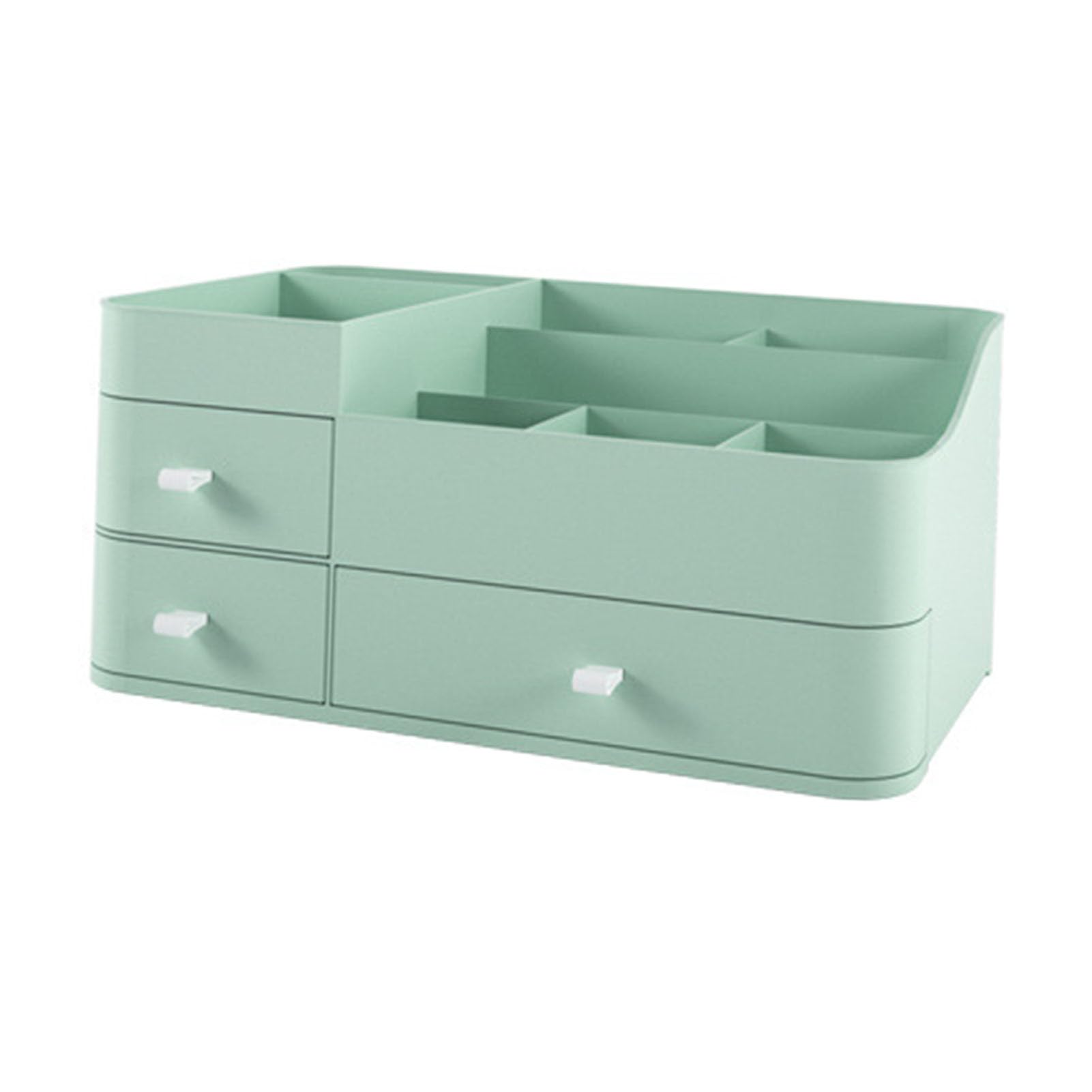 Organizador de cosméticos con cajones, vitrina de maquillaje de plástico impermeable para uso doméstico, almacenamiento de alta capacidad para lápices labiales, productos (Green)