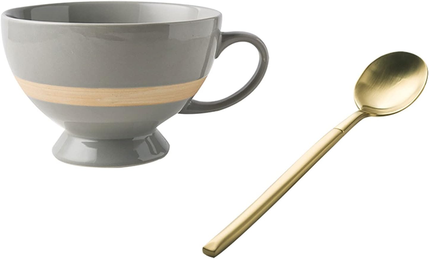 Nordic Style Breakfast Oatmeal Cup Dessert Bowl Cup Retro Ceramic Milk Cup Large Capacity (A) (C)