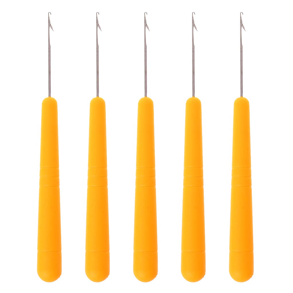 NIHENHAO 5Pcs Crochet Hook for Lock Needle Rug Making Knitting Craft Yellow Plastic + Metal