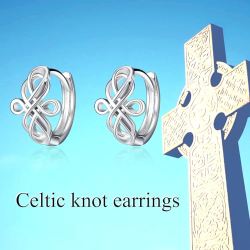 WINNICACA Celtic Earrings for Women 925 Sterling Silver Triangle Celtic Knot Huggie Hoop Earrings Irish Jewelry Gifts for Women Daughter Her Wife Mom Anniversary Birthday Christmas2