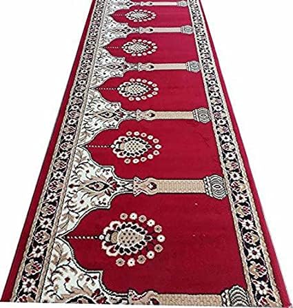 Quba Rugs Janamaz Rolls for Masjid (Mosque) Prayer Carpet Any Religious Houses & Gallery Runner Carpet 4 x 82 Feet Color Red