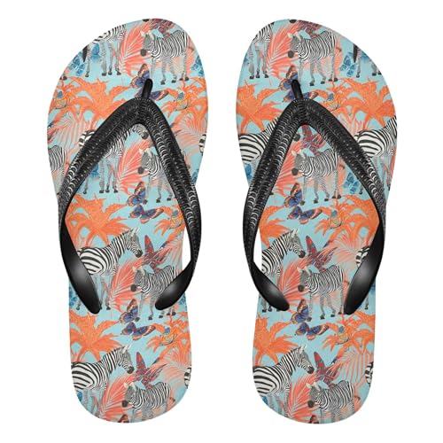 Burbuja Zebras Flip Flops for Women Men, Soft Thong Sandals Rubber Slippers for Pool Beach Essentials