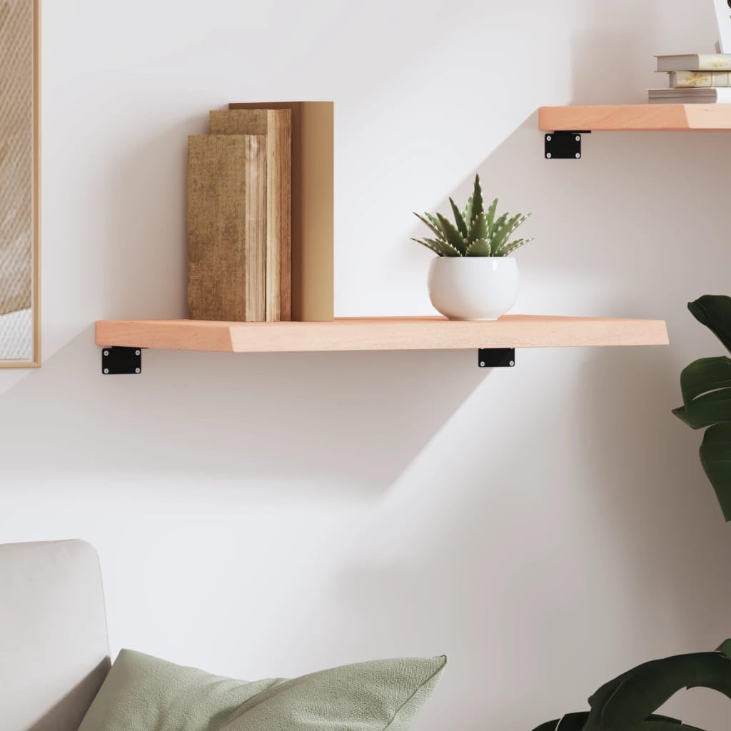 YUANCHUTOP Floating Shelves for Wall, Wood Bathroom Shelves Wall Mounted for Kitchen, Bedroom, 60x40cm Hanging Shelf Unit with Live Edge for Wall Home Decor Living Room